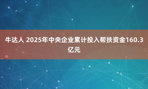 牛达人 2025年中央企业累计投入帮扶资金160.3亿元