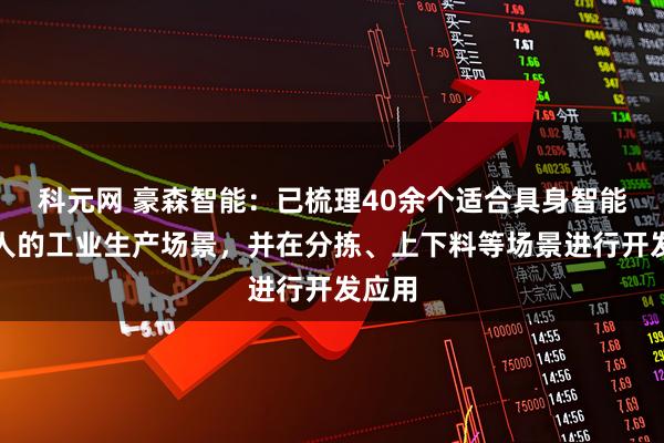 科元网 豪森智能：已梳理40余个适合具身智能机器人的工业生产场景，并在分拣、上下料等场景进行开发应用